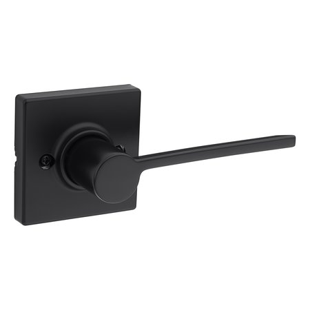 KWIKSET Right Hand Ladera Lever with Square Rose Half Dummy Matte Black Finish 488LRLSQTRH-514